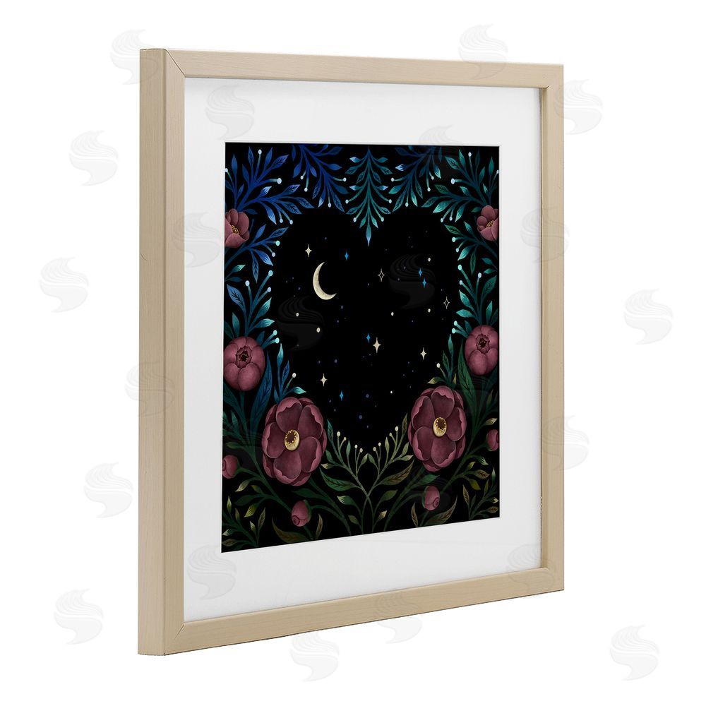 Episodic Drawings Heart Night Sky Garden Brown Framed Print Under Glass Wall Art