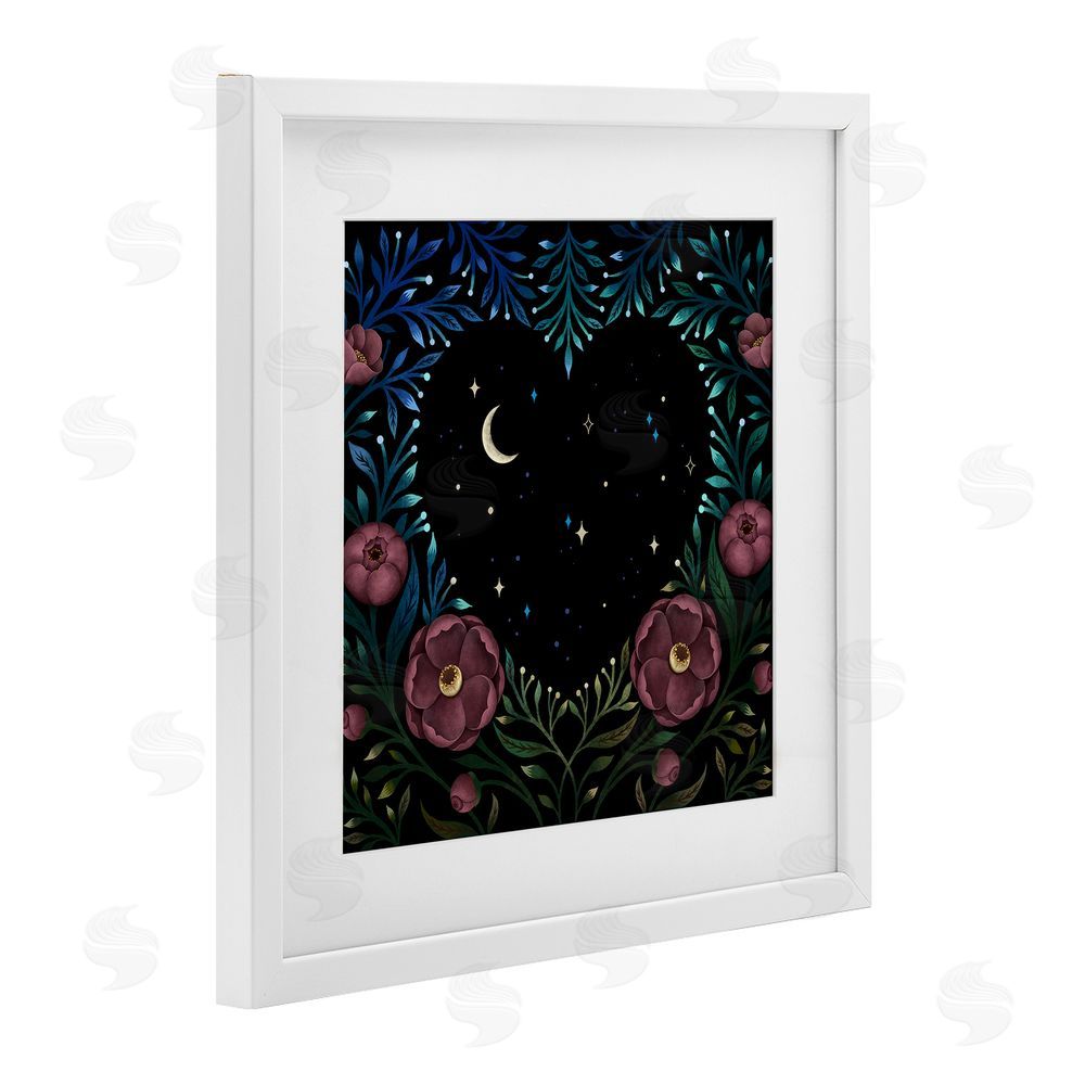 Episodic Drawings Heart Night Sky Garden White Framed Print Under Glass Wall Art