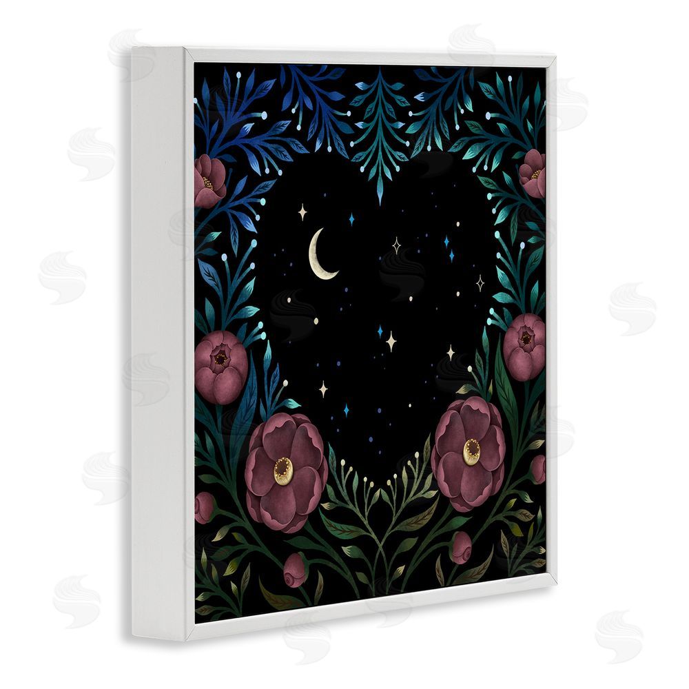 Episodic Drawings Heart Night Sky Garden White Framed Giclee Wall Art Print