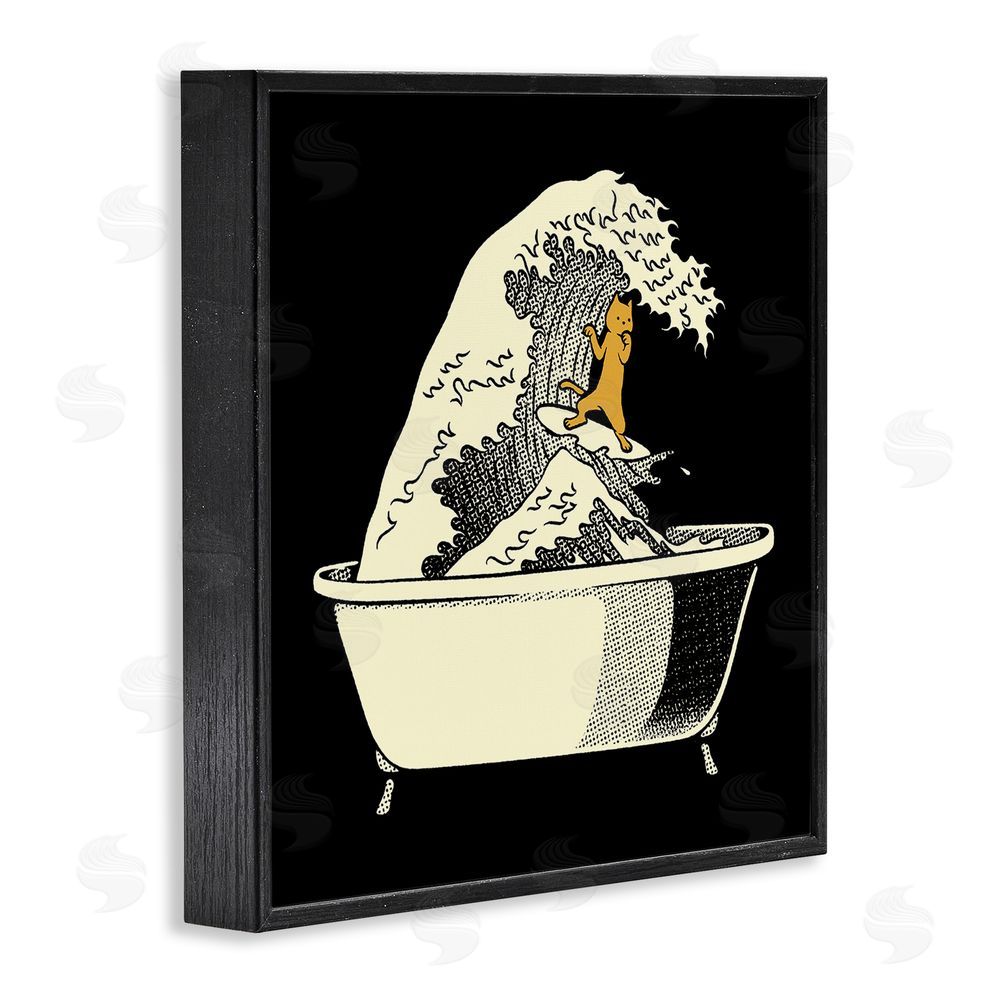 Tobe Fonseca Kanagawa Bathtub Cat Black Framed Giclee Wall Art Print