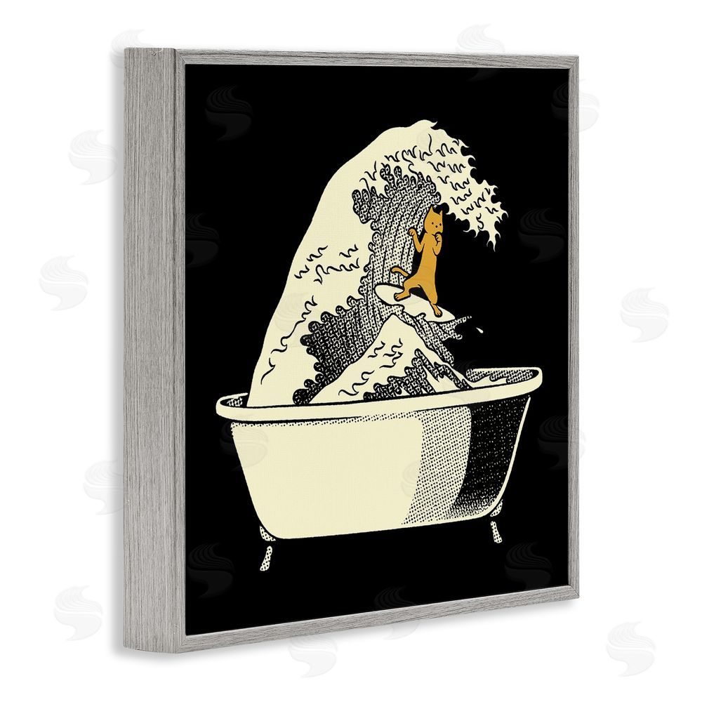 Tobe Fonseca Kanagawa Bathtub Cat Gray Framed Giclee Wall Art Print