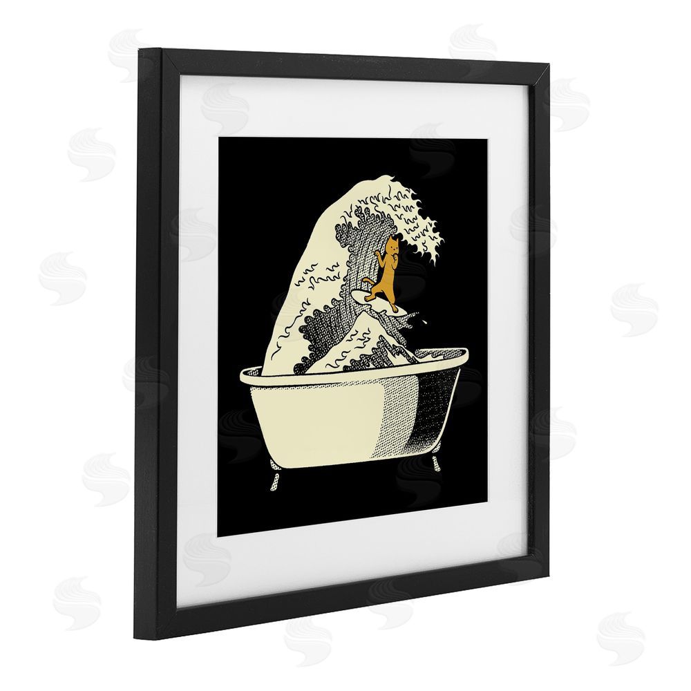 Tobe Fonseca Kanagawa Bathtub Cat Black Framed Print Under Glass Wall Art
