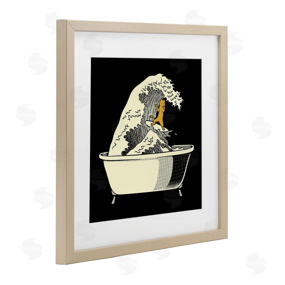 Tobe Fonseca Kanagawa Bathtub Cat Brown Framed Print Under Glass Wall Art