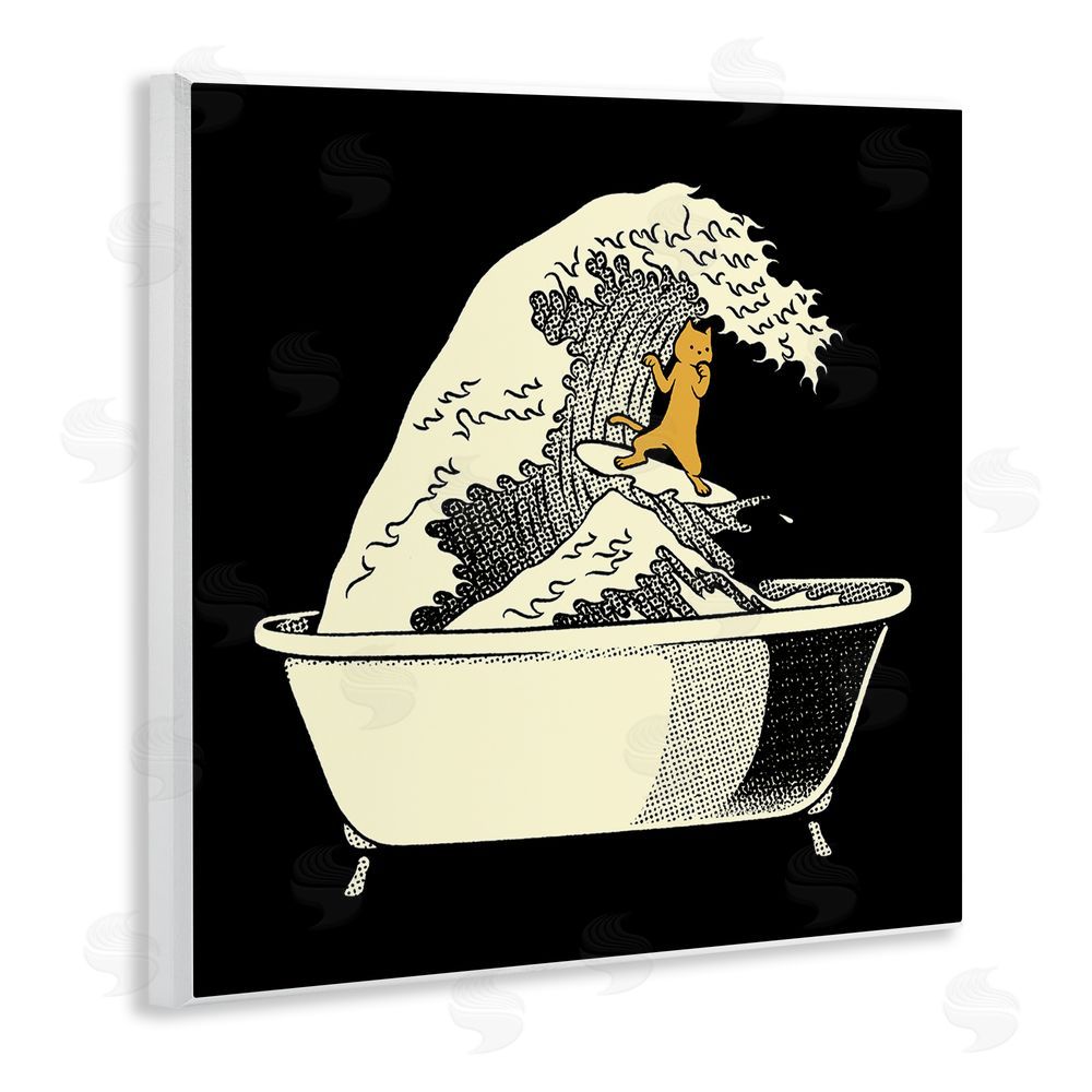 Tobe Fonseca Kanagawa Bathtub Cat Wooden Wall Plaque Art Print