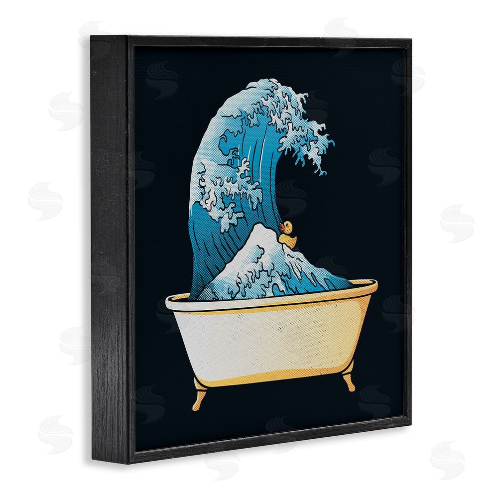 Tobe Fonseca Bathtub with Kanagawa Wave Black Framed Giclee Wall Art Print