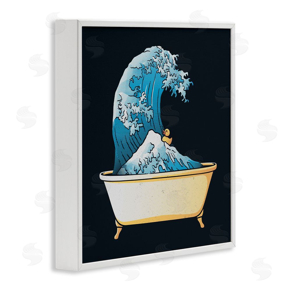 Tobe Fonseca Bathtub with Kanagawa Wave White Framed Giclee Wall Art Print