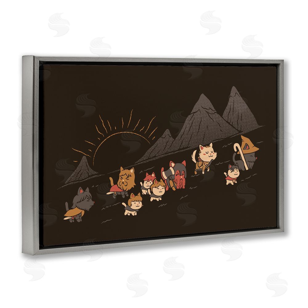 Tobe Fonseca Iconic Furrowship Of Ring Cats Gray Floating Frame Canvas Wall Art Print