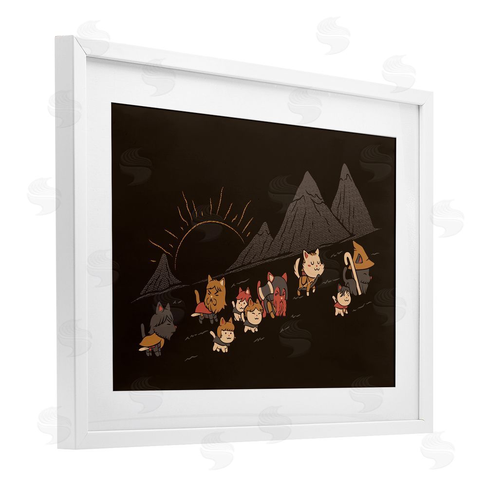 Tobe Fonseca Iconic Furrowship Of Ring Cats White Framed Print Under Glass Wall Art