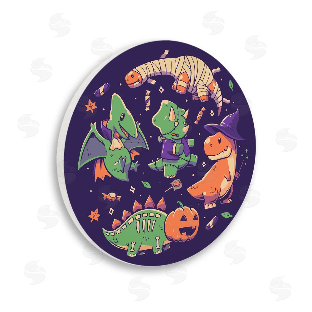EduEly Designs Dinoween Halloween Dinosaurs Wooden Wall Plaque Art Print