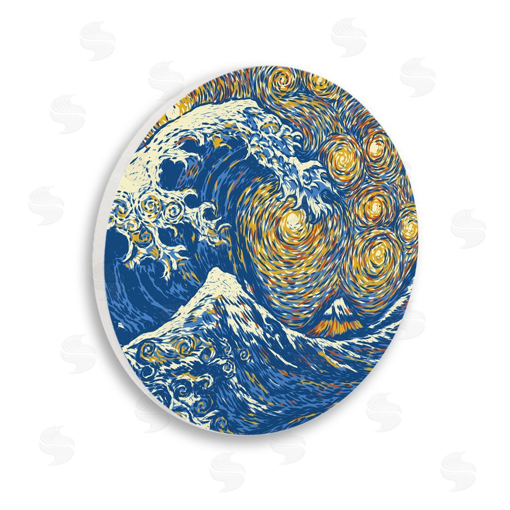 Tobe Fonseca Starry Impression with Ocean Wave Wooden Wall Plaque Art Print