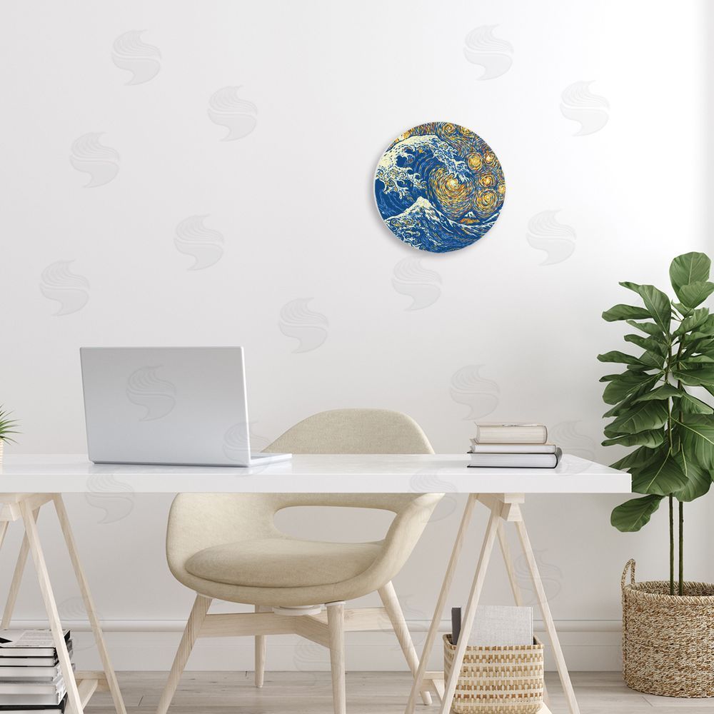 Tobe Fonseca Starry Impression with Ocean Wave Wooden Wall Plaque Art Print in Room