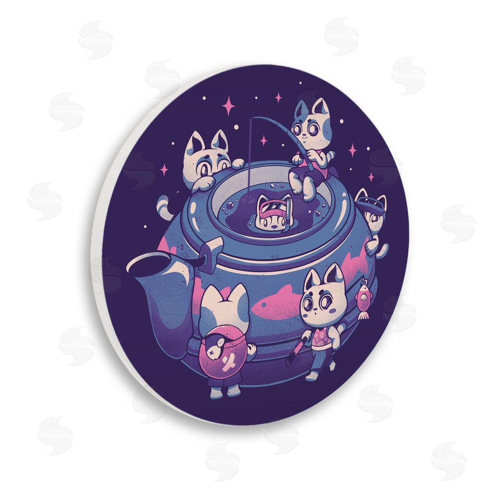 EduEly Designs Teapot Cats Having Fun Wooden Wall Plaque Art Print