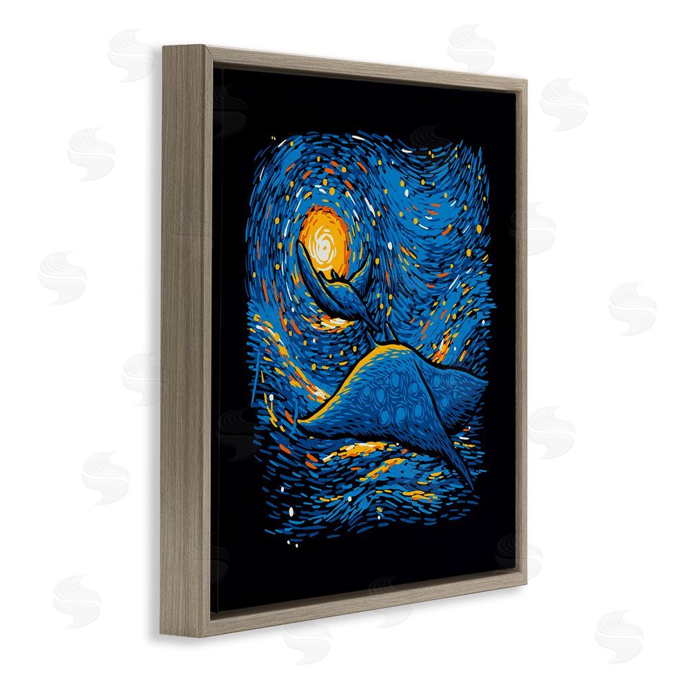 Tobe Fonseca Impressionist Manta Rays Brown Floating Frame Canvas Wall Art Print