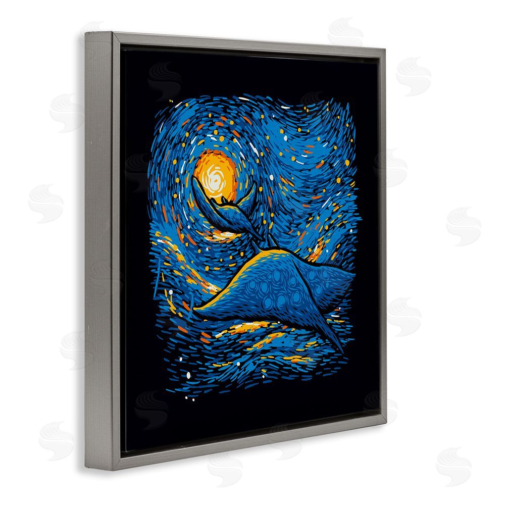 Tobe Fonseca Impressionist Manta Rays Gray Floating Frame Canvas Wall Art Print