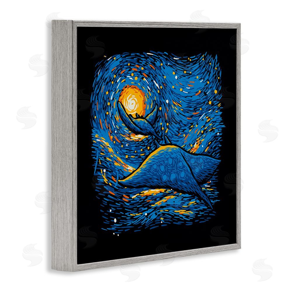 Tobe Fonseca Impressionist Manta Rays Gray Framed Giclee Wall Art Print