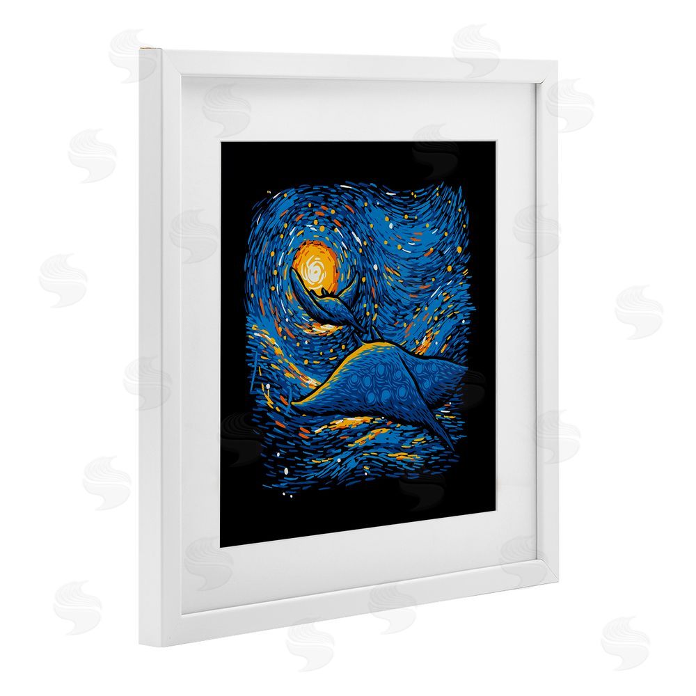 Tobe Fonseca Impressionist Manta Rays White Framed Print Under Glass Wall Art