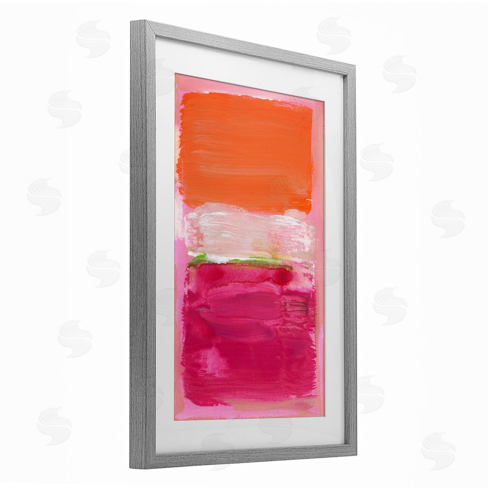 Stacy Milrany Magenta Beneath Tangerine Orange Gray Framed Print Under Glass Wall Art