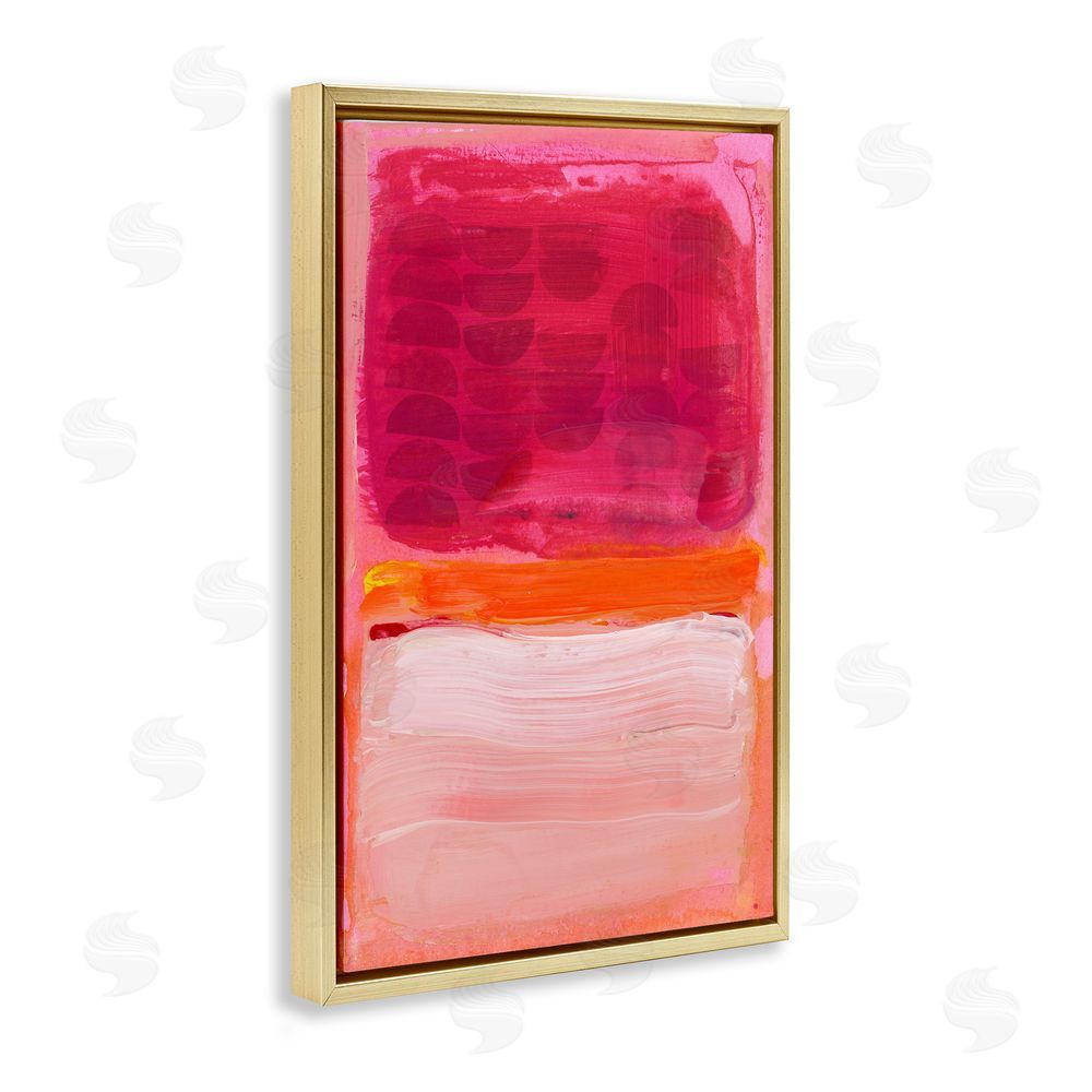 Stacy Milrany Vibrant Magenta Over Orange Gold Floating Frame Canvas Wall Art Print