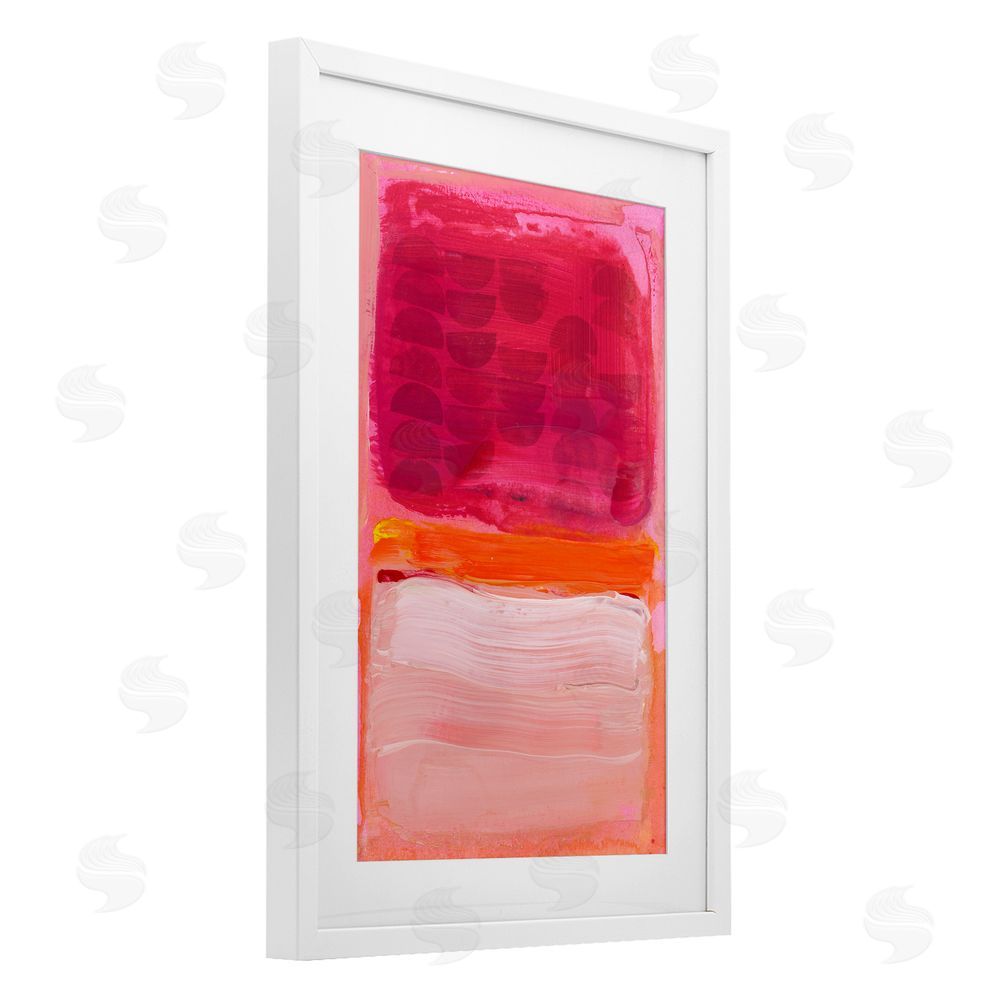 Stacy Milrany Vibrant Magenta Over Orange White Framed Print Under Glass Wall Art