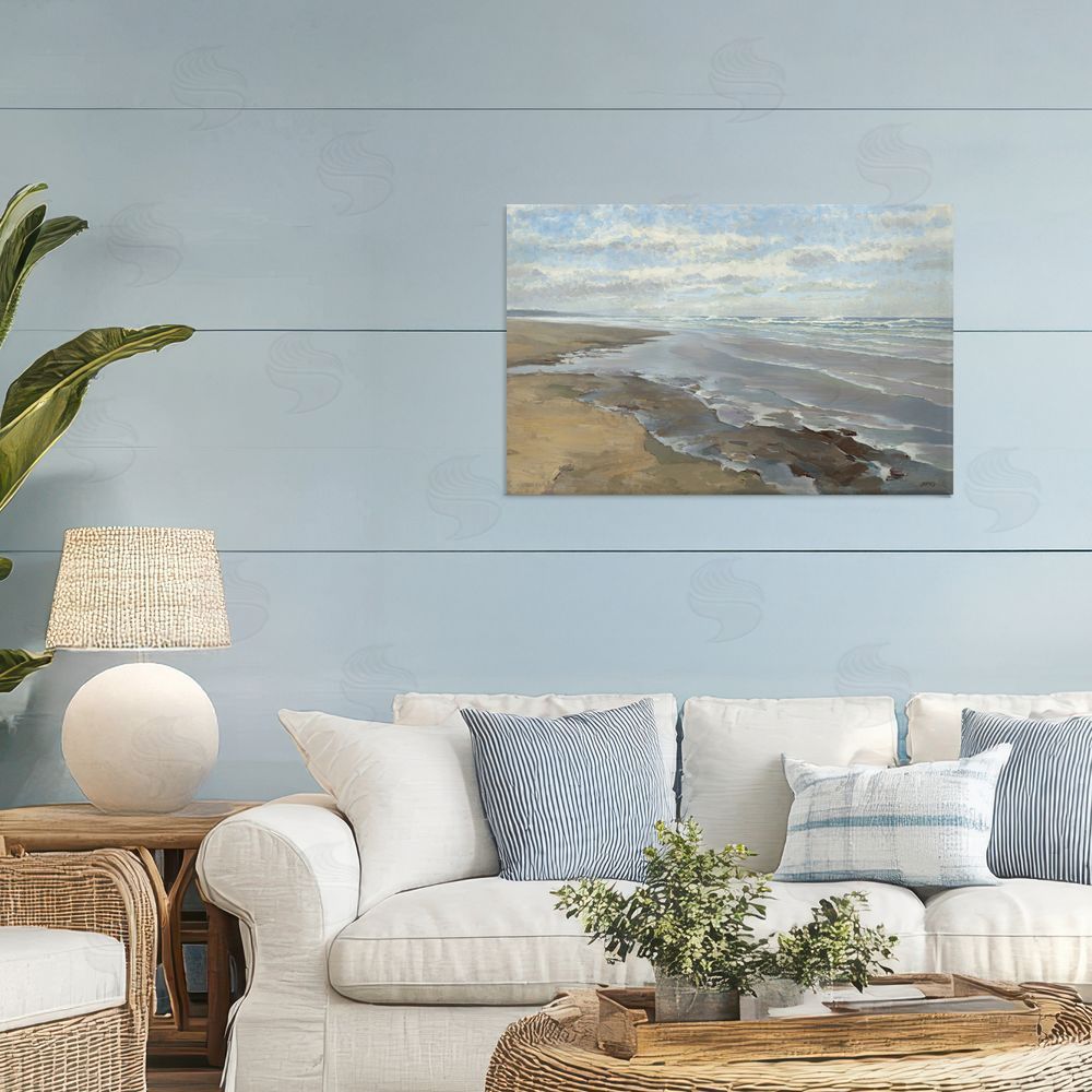 Scott Brems Coastal Morning Dappled Clouds Stretched Canvas Wall Art in Room