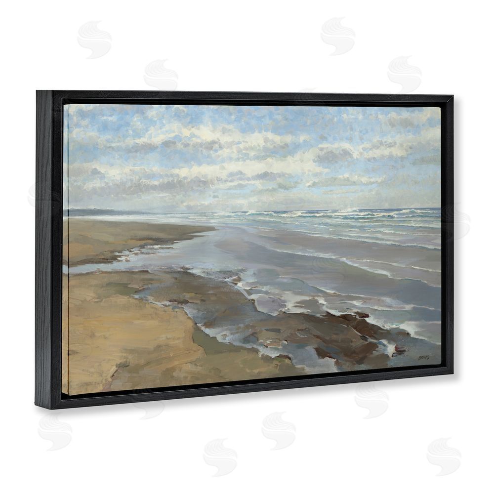 Scott Brems Coastal Morning Dappled Clouds Black Floating Frame Canvas Wall Art Print
