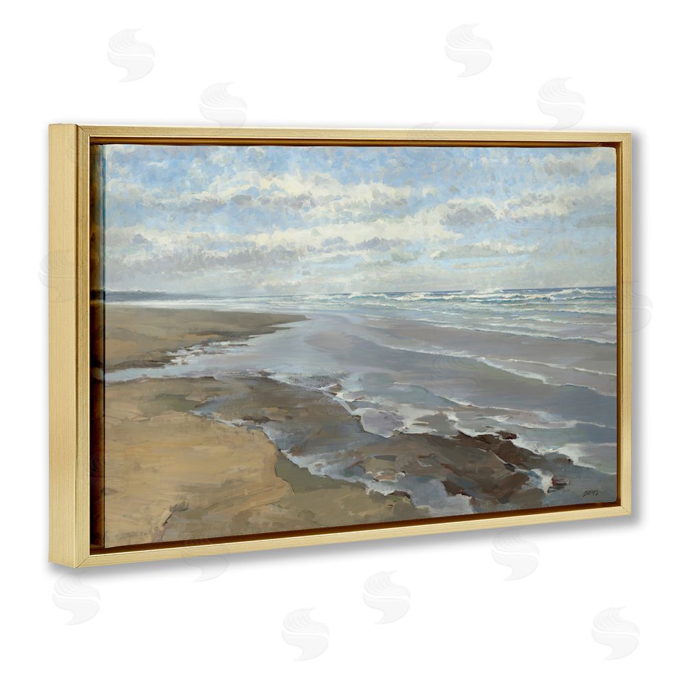 Scott Brems Coastal Morning Dappled Clouds Gold Floating Frame Canvas Wall Art Print