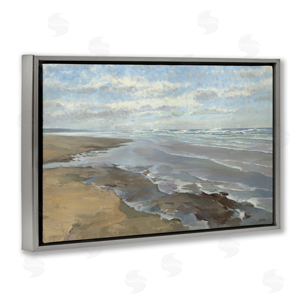 Scott Brems Coastal Morning Dappled Clouds Gray Floating Frame Canvas Wall Art Print