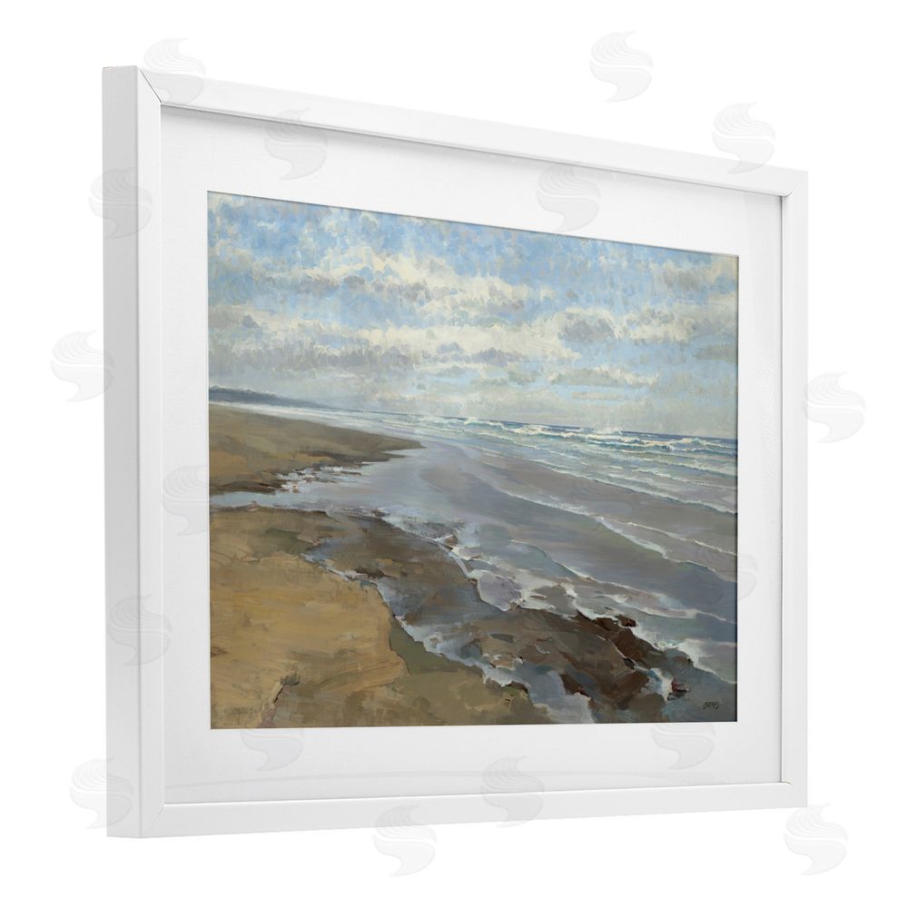 Scott Brems Coastal Morning Dappled Clouds White Framed Print Under Glass Wall Art