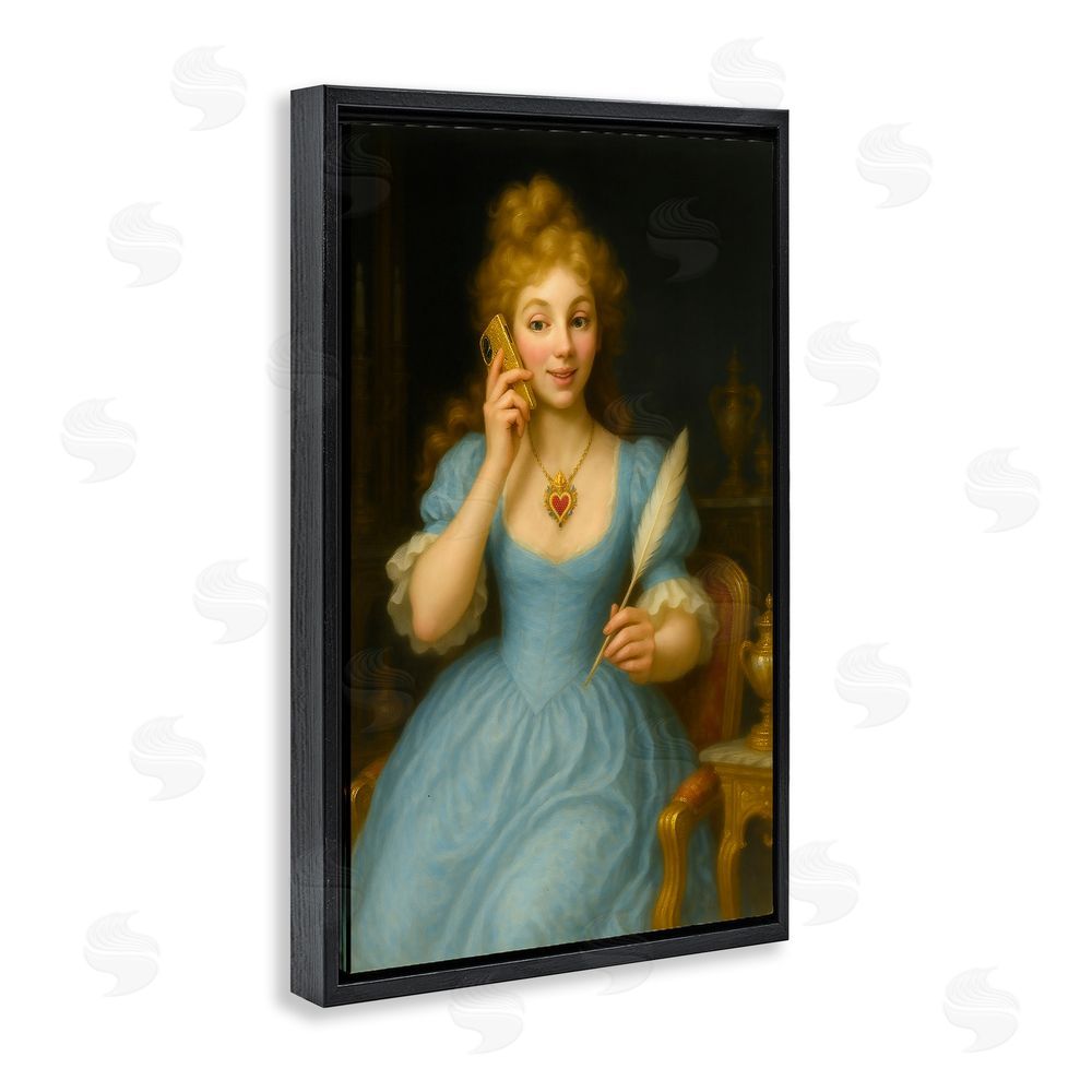 Grotto Studios May I Take A Message Black Floating Frame Canvas Wall Art Print
