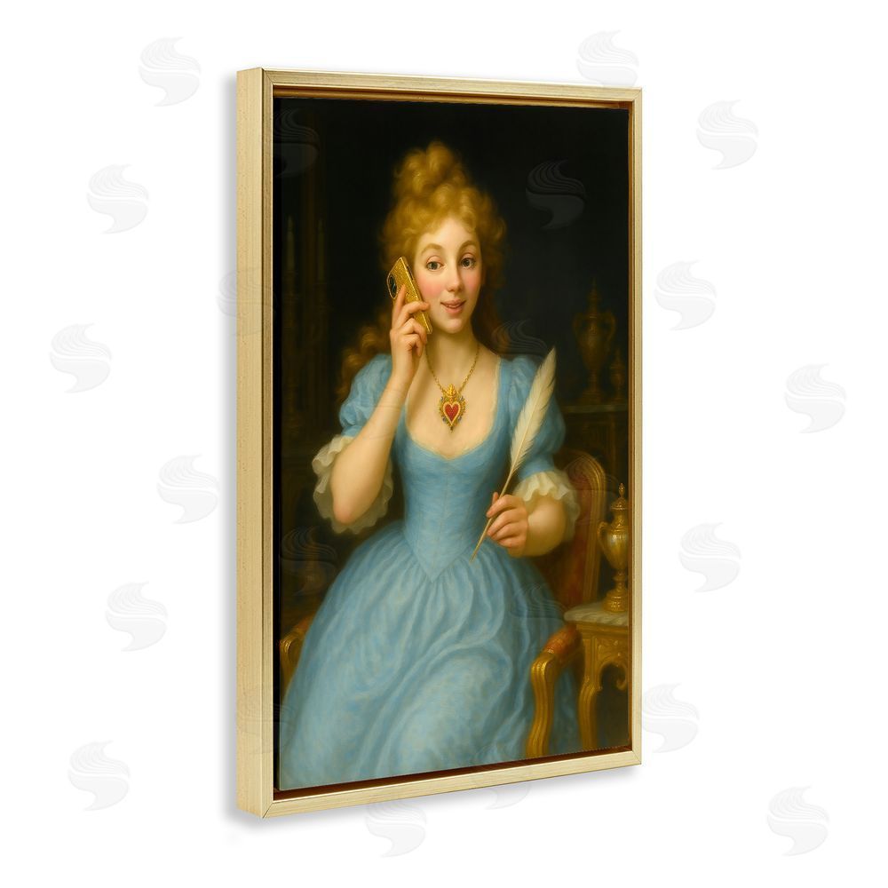 Grotto Studios May I Take A Message Gold Floating Frame Canvas Wall Art Print