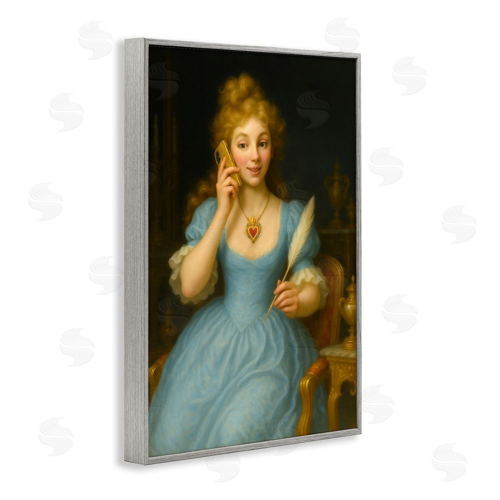 Grotto Studios May I Take A Message Gray Framed Giclee Wall Art Print