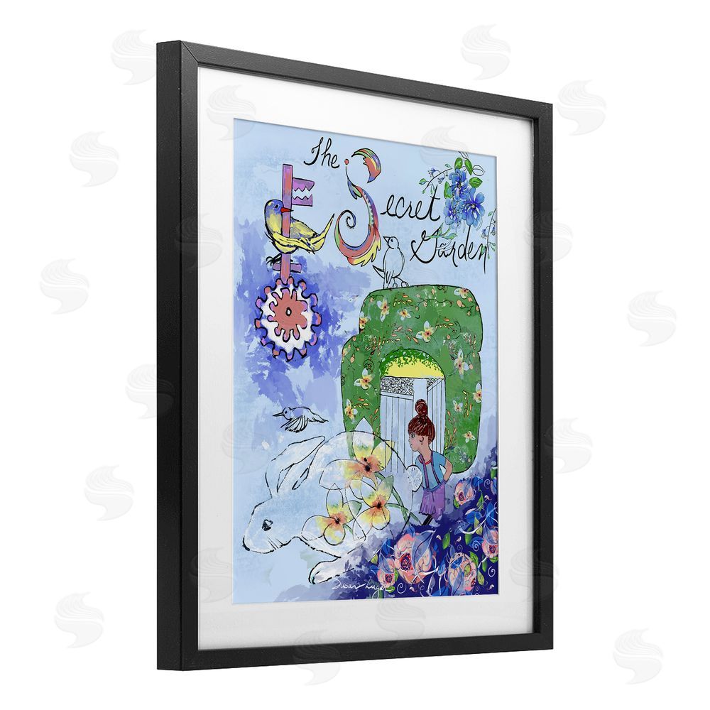 Susan Lugar Secret Garden Folk Illustration Black Framed Print Under Glass Wall Art