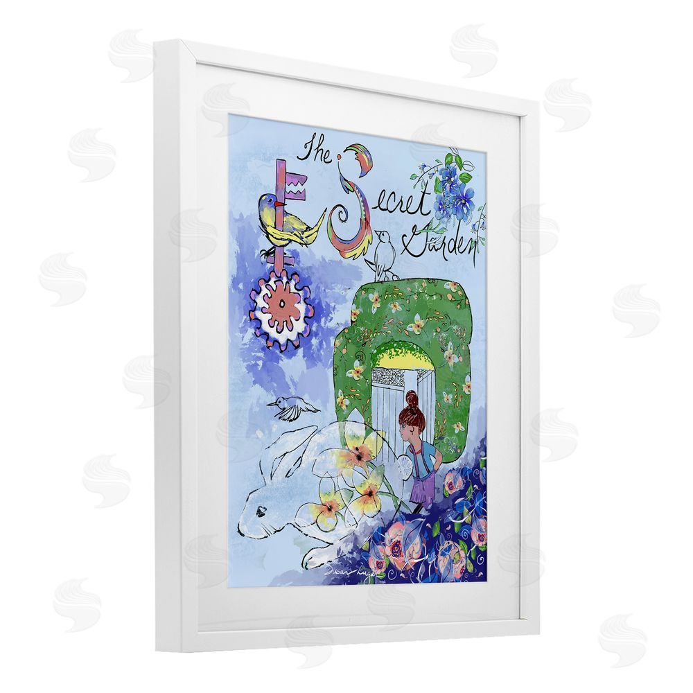 Susan Lugar Secret Garden Folk Illustration White Framed Print Under Glass Wall Art