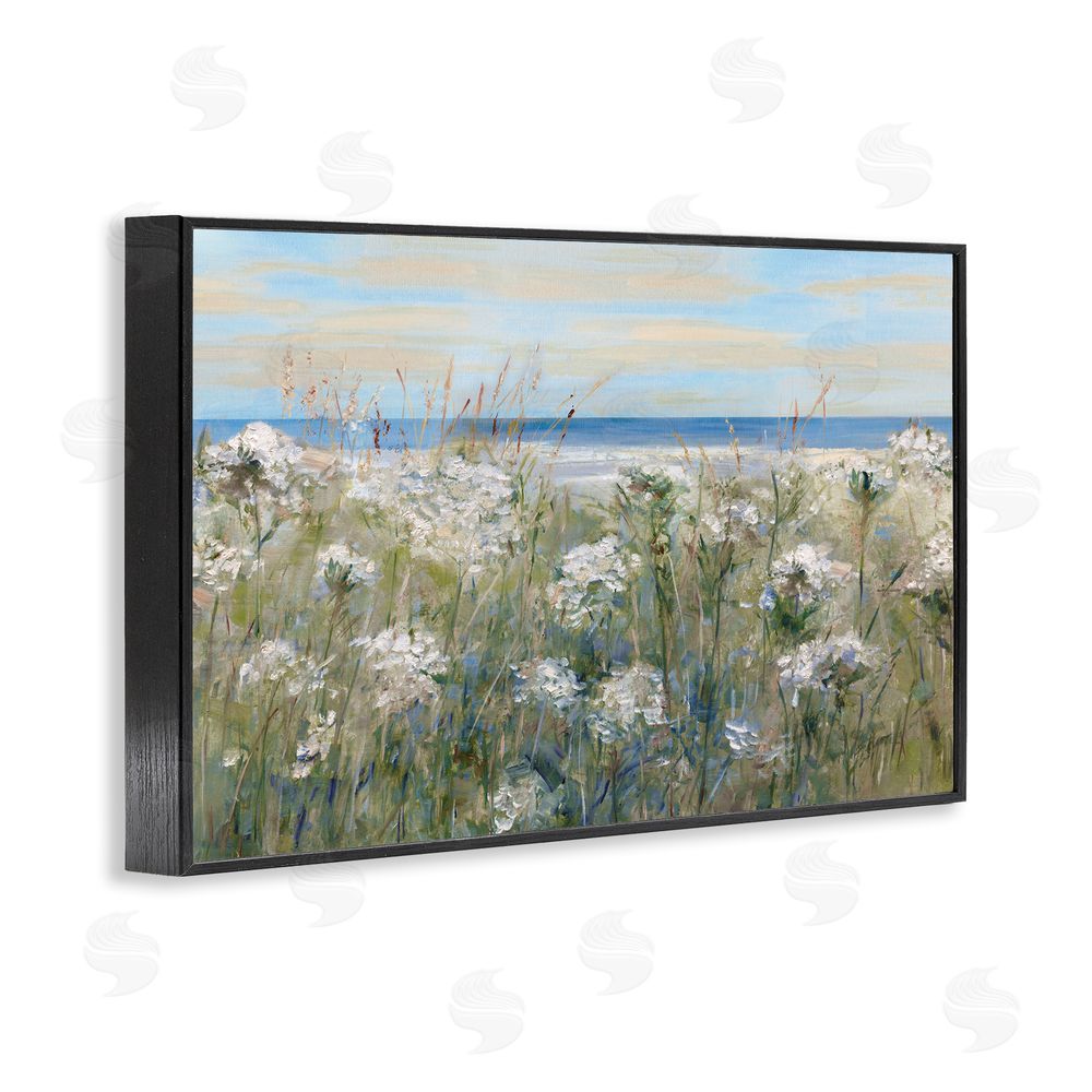 Sally Swatland Impressionist Seaside Meadow Black Framed Giclee Wall Art Print