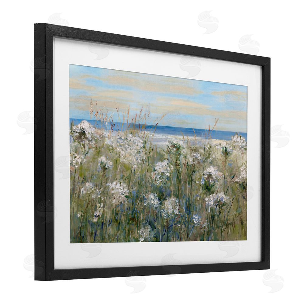 Sally Swatland Impressionist Seaside Meadow Black Framed Print Under Glass Wall Art