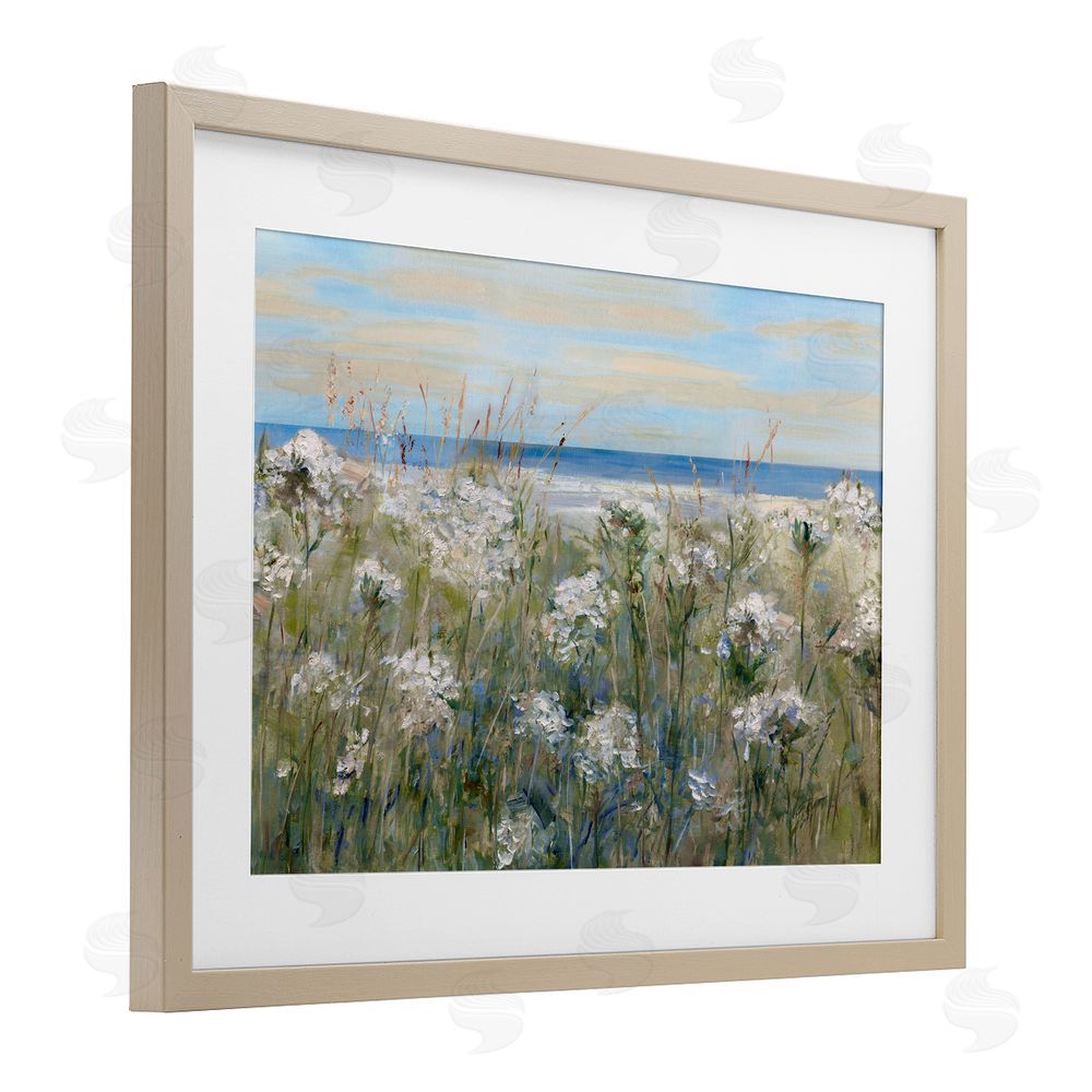 Sally Swatland Impressionist Seaside Meadow Brown Framed Print Under Glass Wall Art