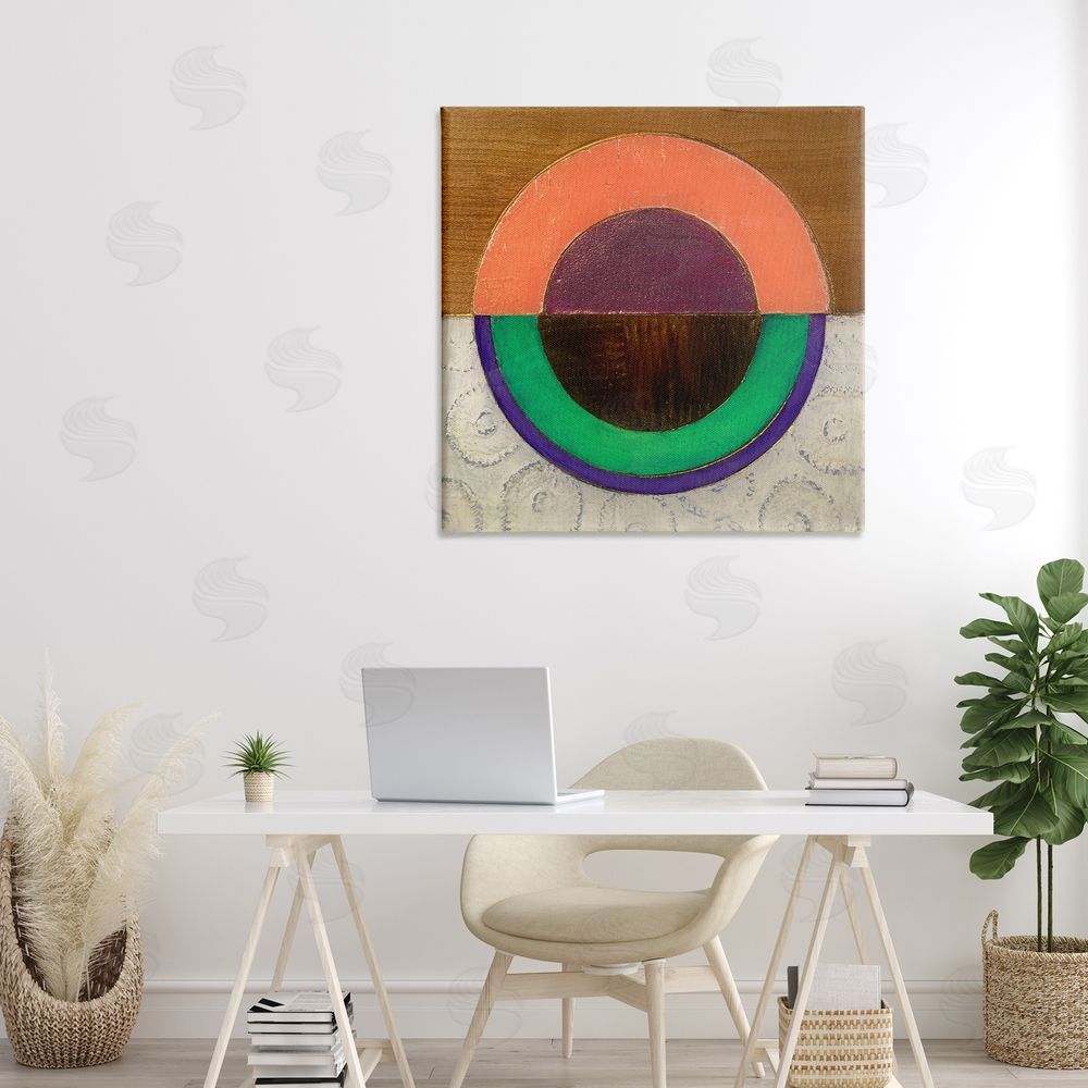 Matthew Finger Horizontal Split Circle Stretched Canvas Wall Art in Room