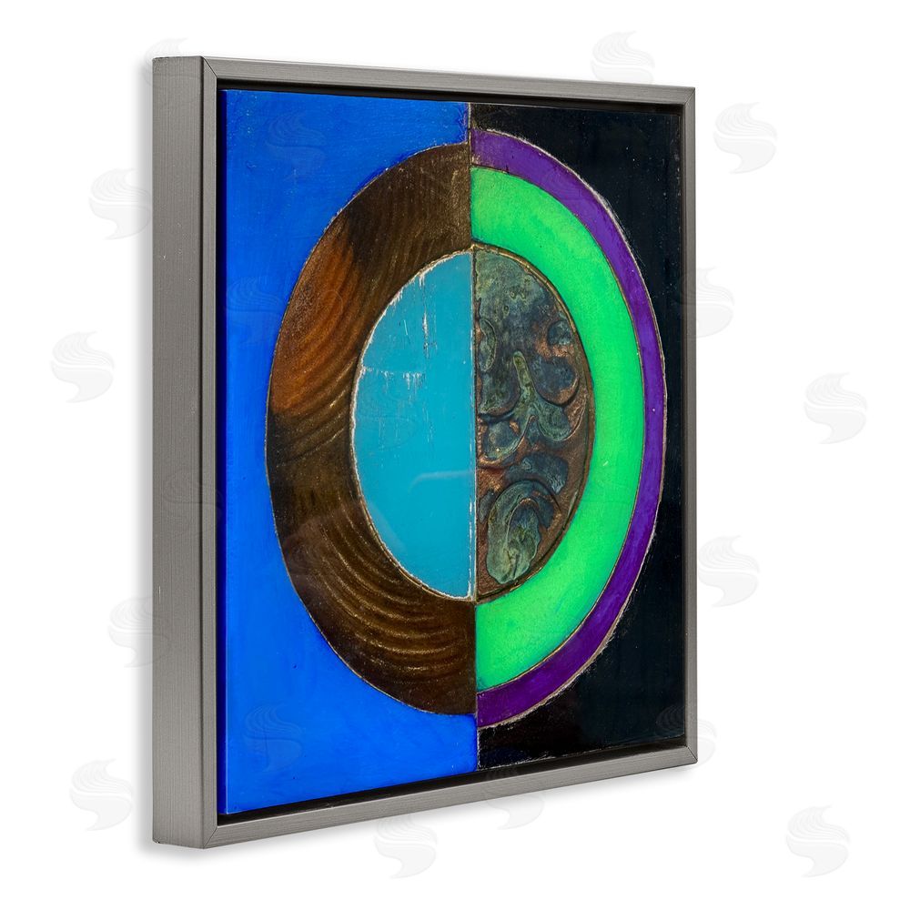 Matthew Finger Nocturnal Circle Symmetry Gray Floating Frame Canvas Wall Art Print