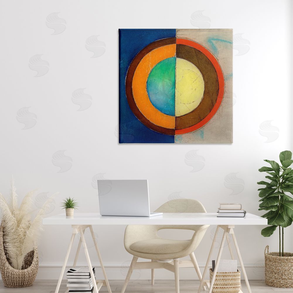 Matthew Finger Bright Vertical Circle Symmetry Stretched Canvas Wall Art in Room
