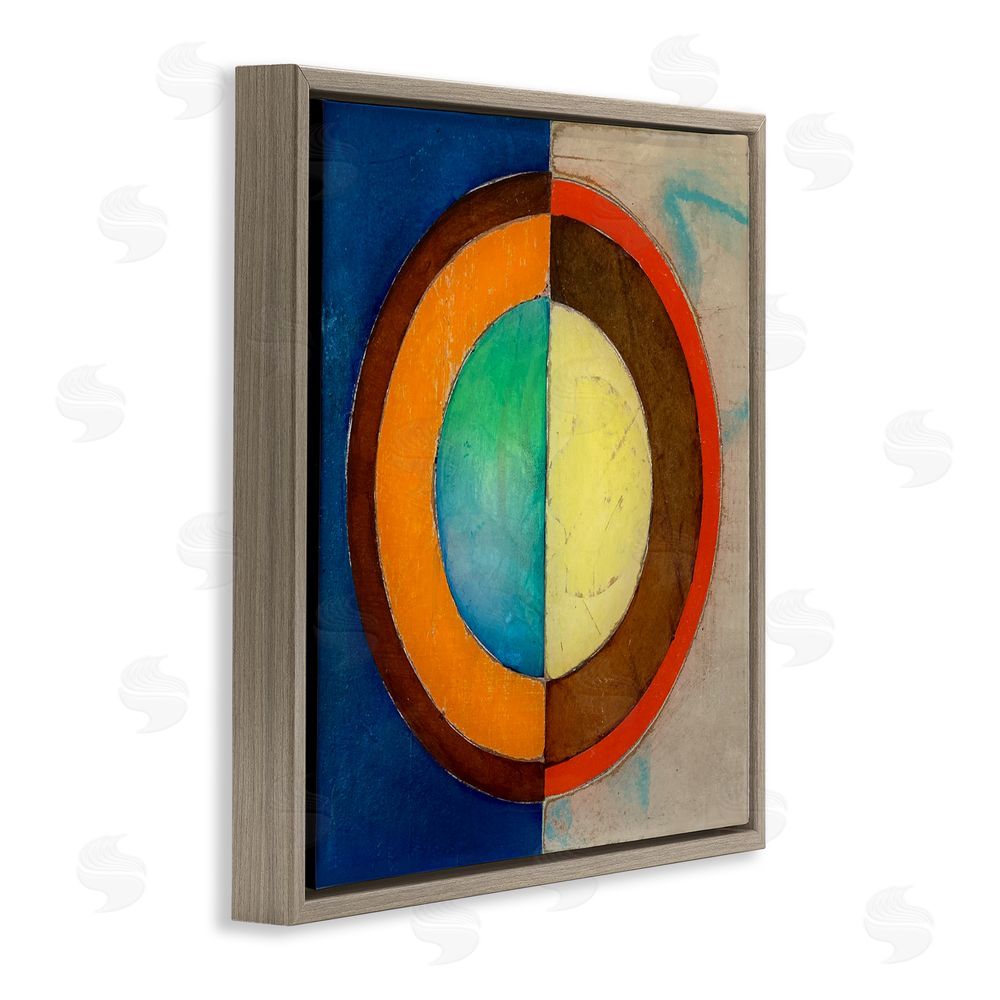 Matthew Finger Bright Vertical Circle Symmetry Brown Floating Frame Canvas Wall Art Print