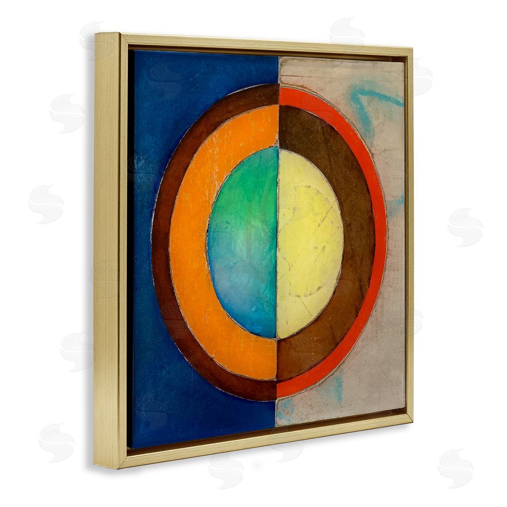 Matthew Finger Bright Vertical Circle Symmetry Gold Floating Frame Canvas Wall Art Print