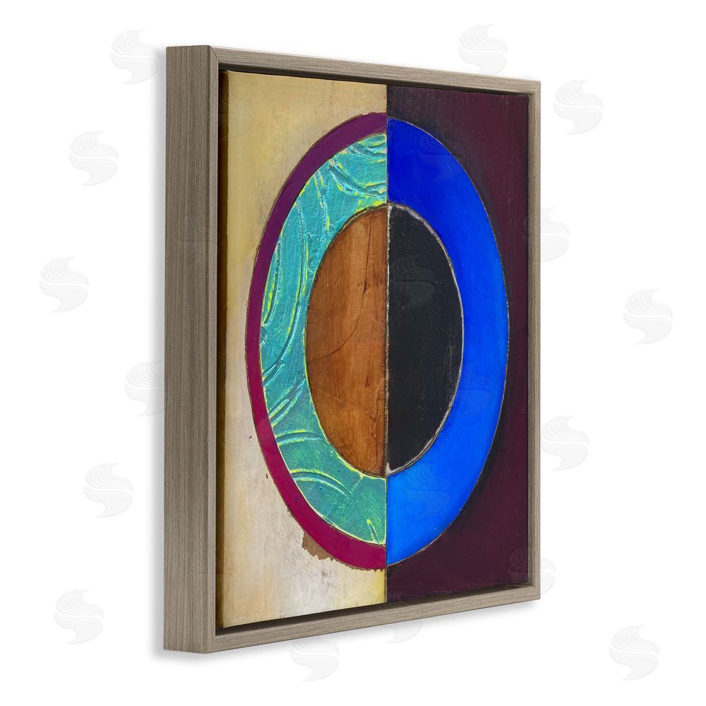 Matthew Finger Nautical Split Circle Brown Floating Frame Canvas Wall Art Print