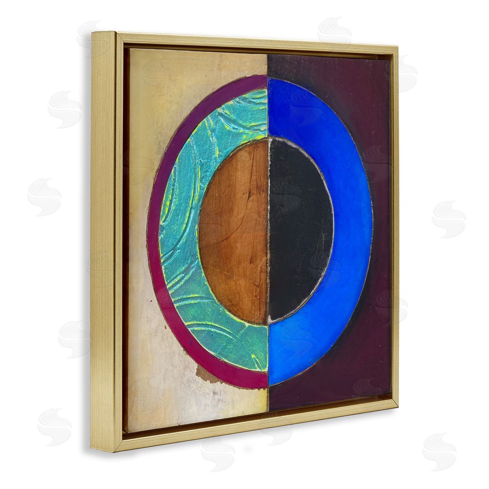 Matthew Finger Nautical Split Circle Gold Floating Frame Canvas Wall Art Print
