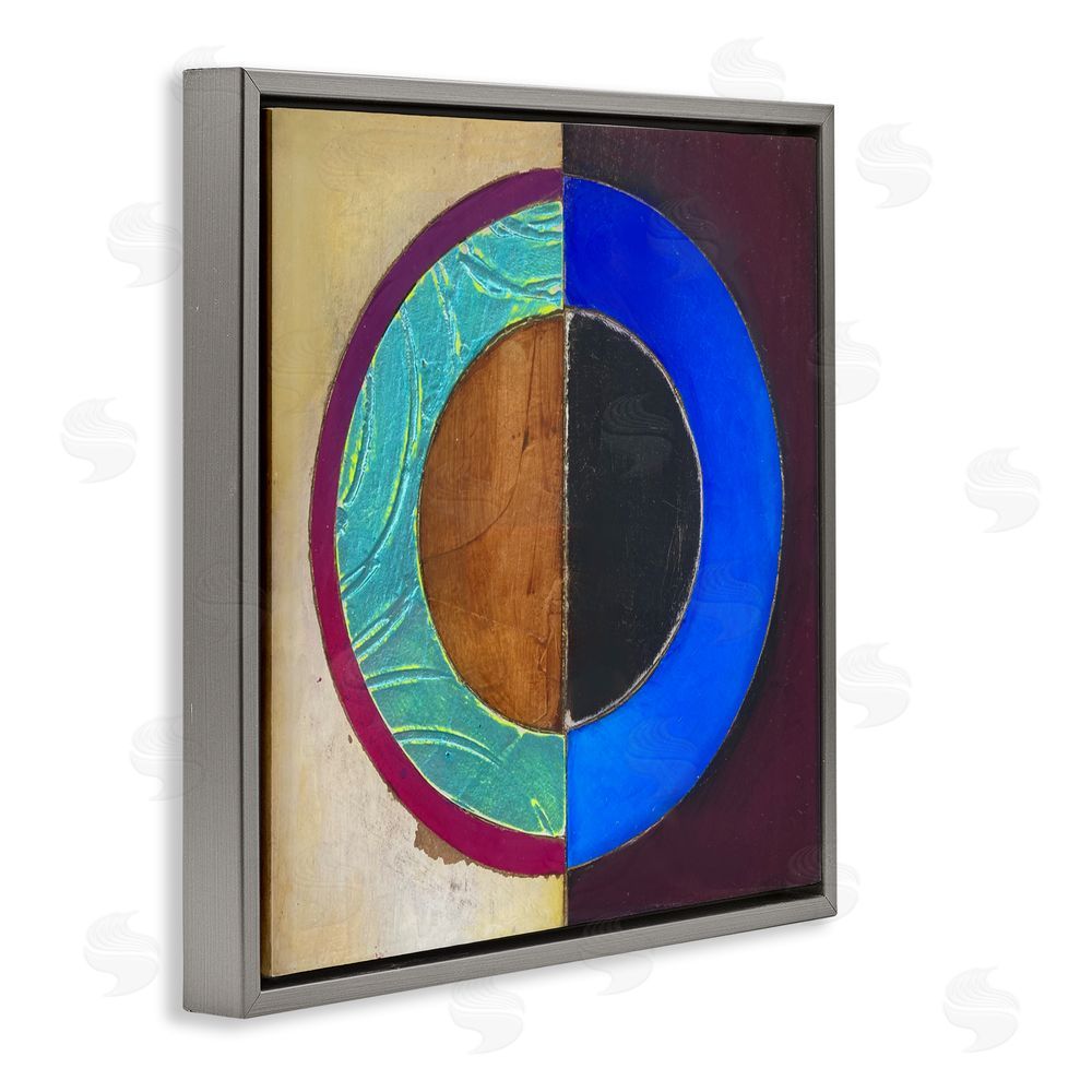 Matthew Finger Nautical Split Circle Gray Floating Frame Canvas Wall Art Print