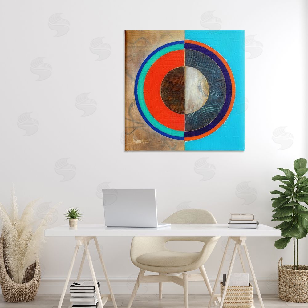 Matthew Finger Red Arc Summer Circle Stretched Canvas Wall Art in Room