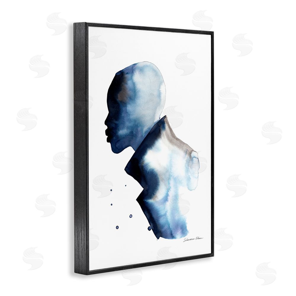 Simone Elum Feeling Blue Portrait Silhouette Black Framed Giclee Wall Art Print