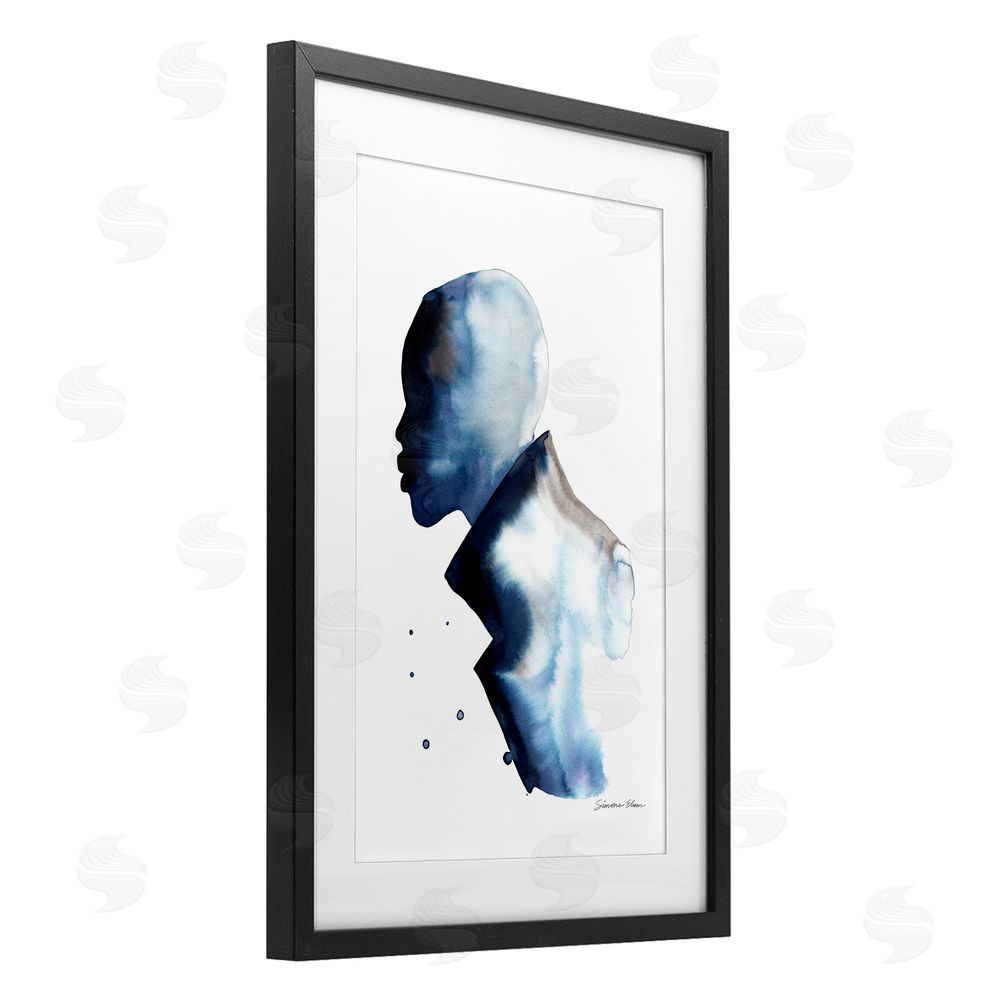 Simone Elum Feeling Blue Portrait Silhouette Black Framed Print Under Glass Wall Art