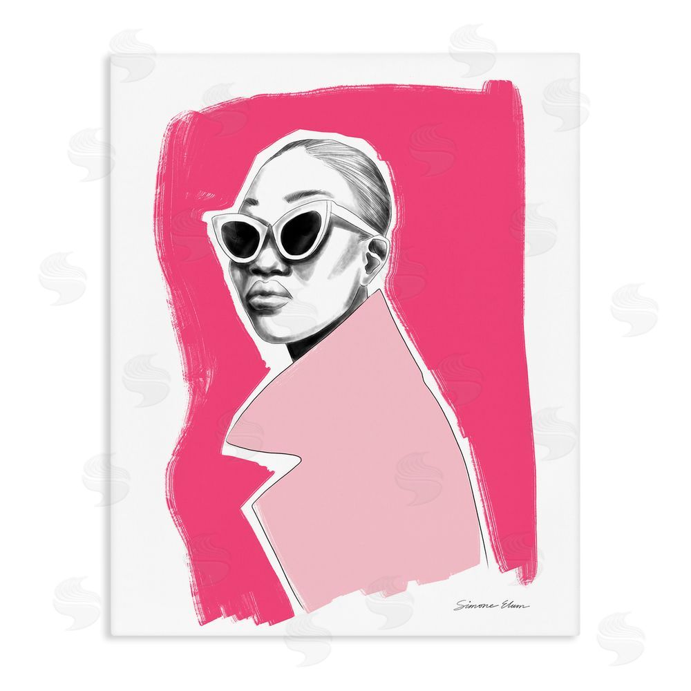 Simone Elum Pink Attitude Fashion Portrait Canvas Wall Art Print