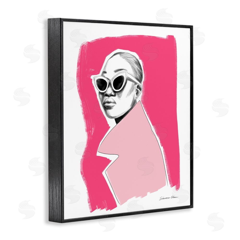 Simone Elum Pink Attitude Fashion Portrait Black Framed Giclee Wall Art Print