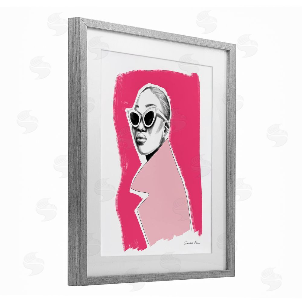 Simone Elum Pink Attitude Fashion Portrait Gray Framed Print Under Glass Wall Art